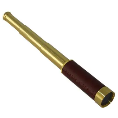 Omegon 25x30 brass pocket telescope with storage box made of mahagoni