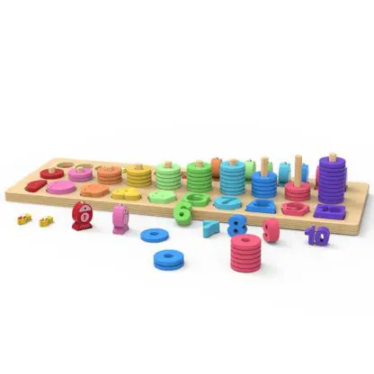 4 in 1 Wooden Rainbow Stacking Fishing Number Puzzle - Image 12