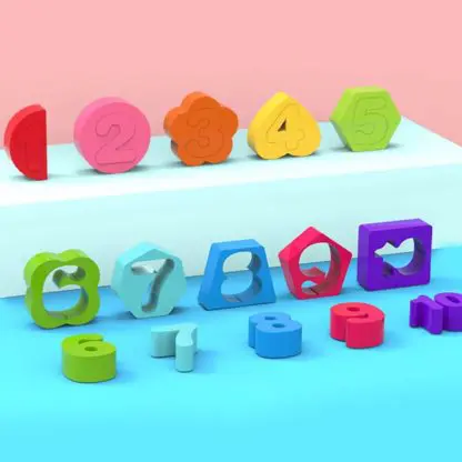 4 in 1 Wooden Rainbow Stacking Fishing Number Puzzle - Image 10