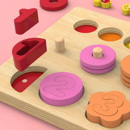 4 in 1 Wooden Rainbow Stacking Fishing Number Puzzle - Image 8