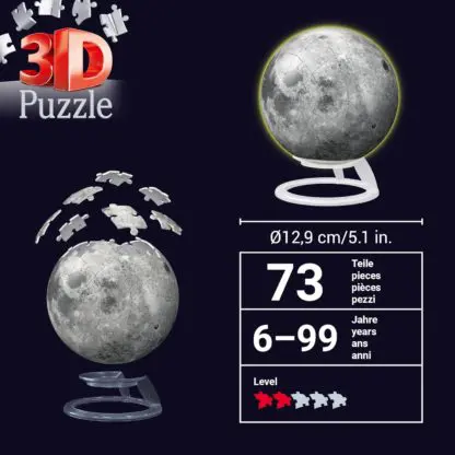 Ravensburger 3D Puzzle Glow in the Dark Moon (72 pieces) - Image 7