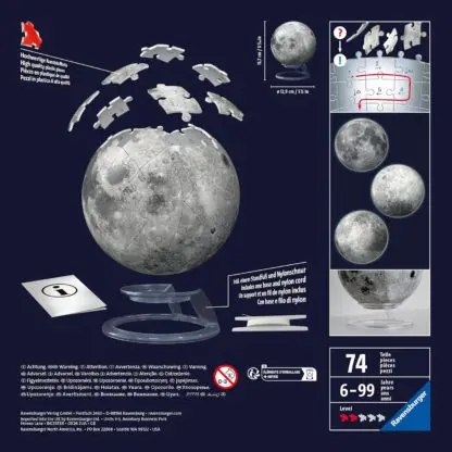 Ravensburger 3D Puzzle Glow in the Dark Moon (72 pieces) - Image 4