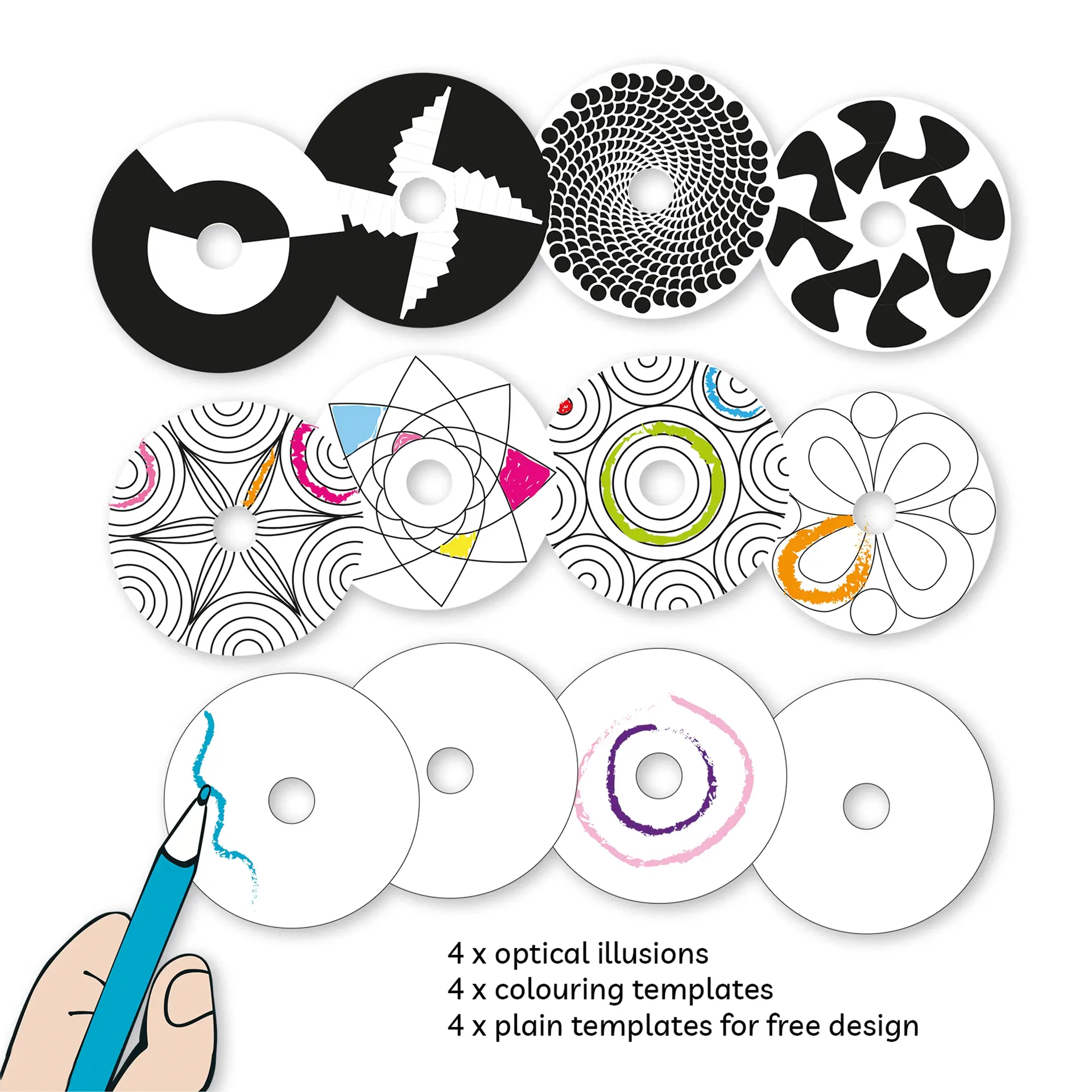 Twisties Wooden Spinning Top with Colouring Discs – product view 3