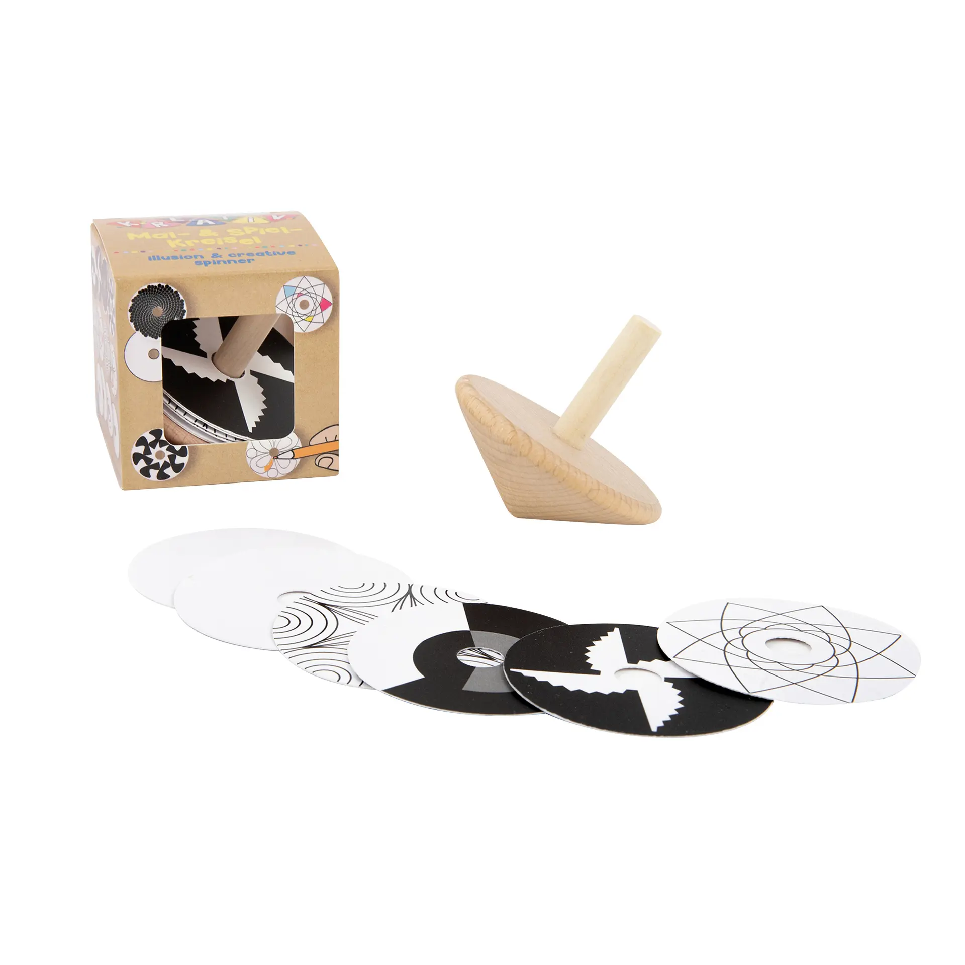 Twisties Wooden Spinning Top with Colouring Discs – product view 1