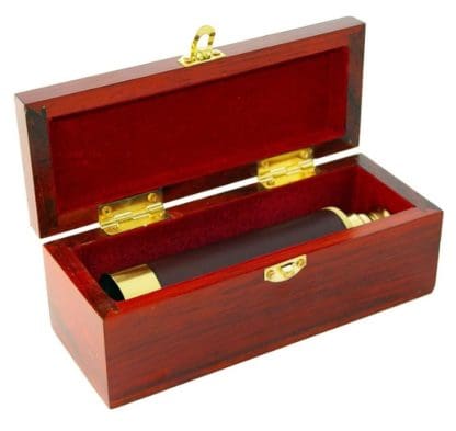 12x30 Brass pocket telescope with storage box made of wood - Image 2