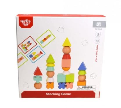 Wooden Stacking Game With Shapes and Cards