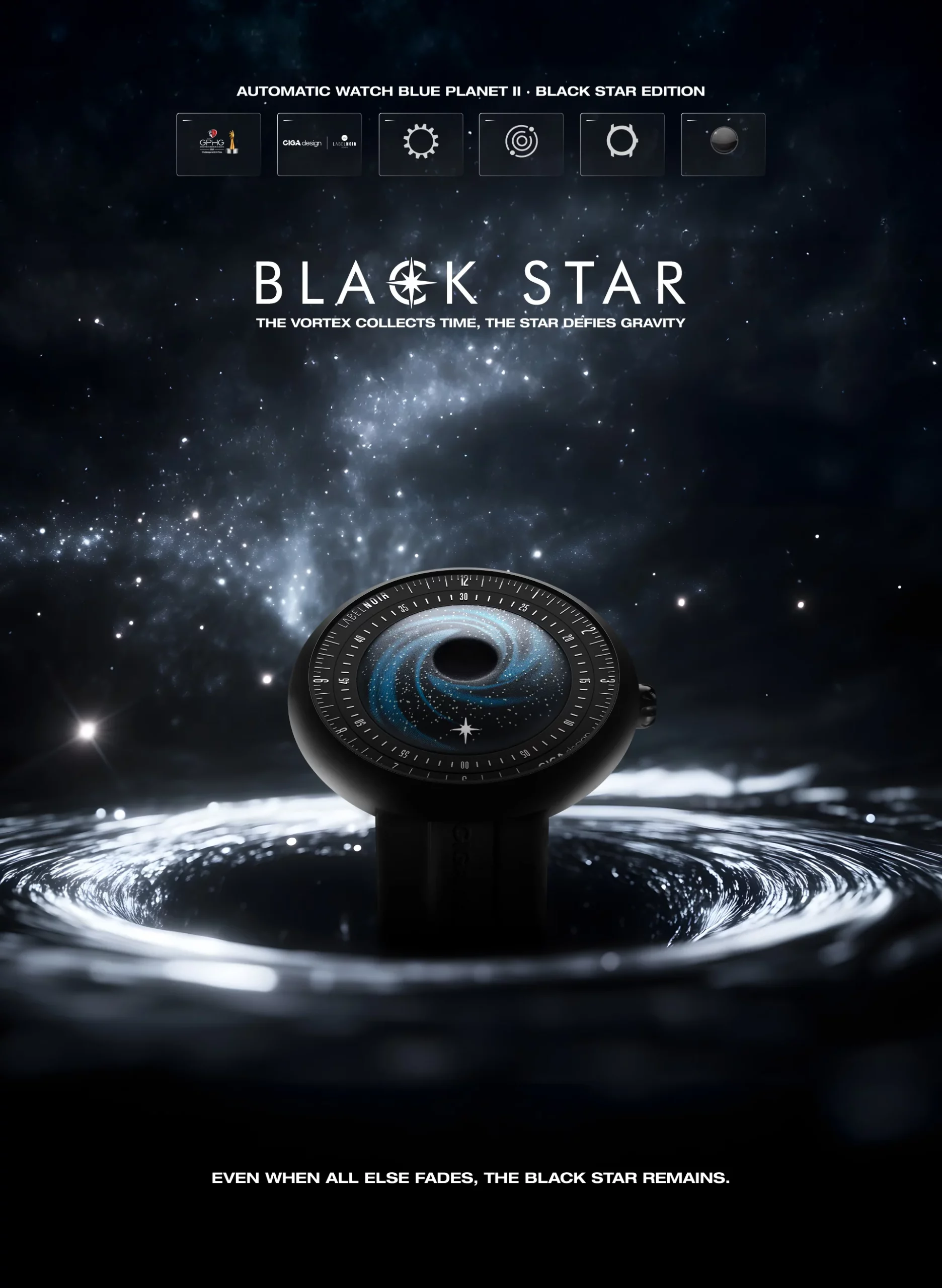 CIGA design x Label Noir Automatic Watch Blue Planet II · Black Star Edition - Image 13