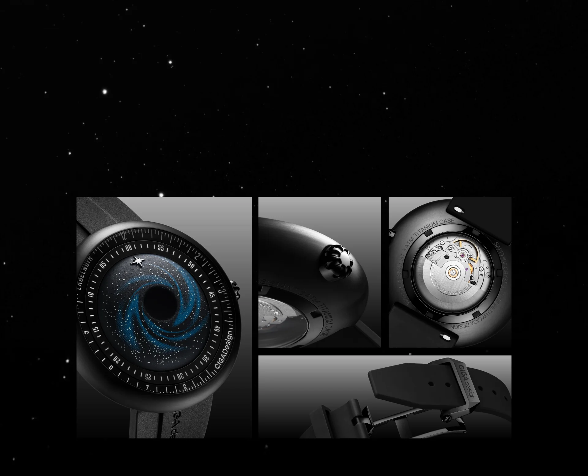 CIGA design x Label Noir Automatic Watch Blue Planet II · Black Star Edition - Image 8